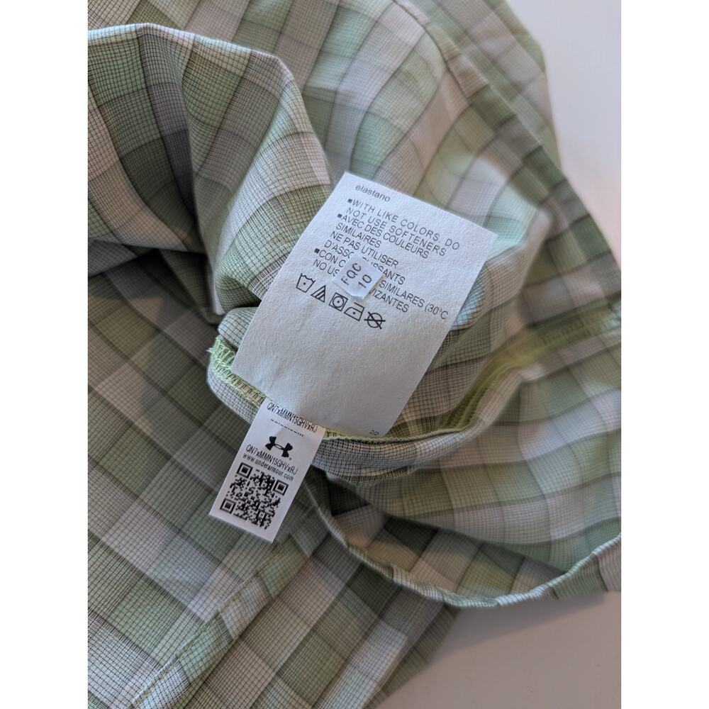 Under Armour Men's Large Drift Tide 2.0 Light Green Plaid Fitted S/S Shirt New - Picture 6 of 6